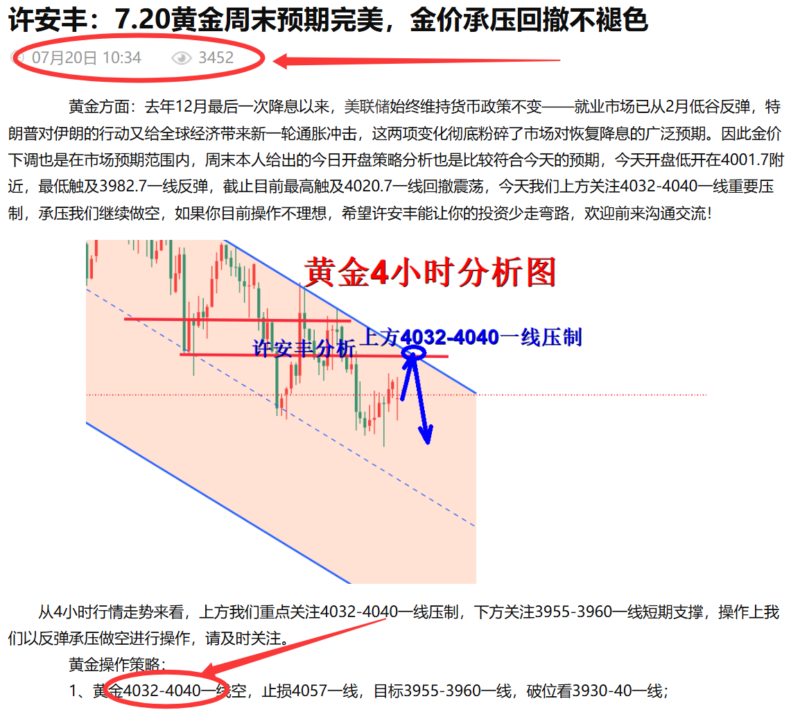许安丰：7.21黄金陷入协议抉择，大方向保持看空不变